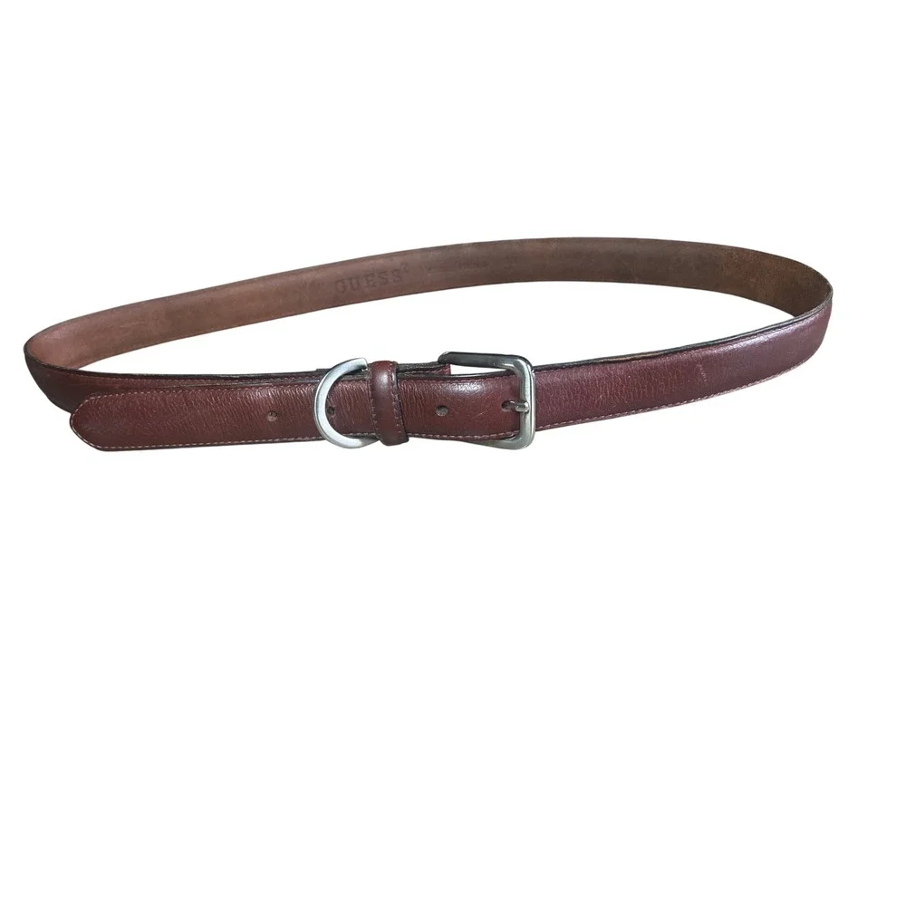 Retro 90's Guess Brown Mens Leather Belt Size 38 Made in Argentina Chic Vintage